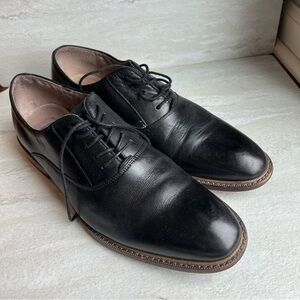 ** Aston Grey Leu Leather Oxford Black Shoes Size 8.5 EUC